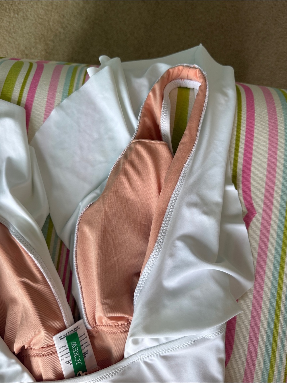 J Crew White Ruffle V Neck Swimsuit Size 4 - Picture 4 of 7